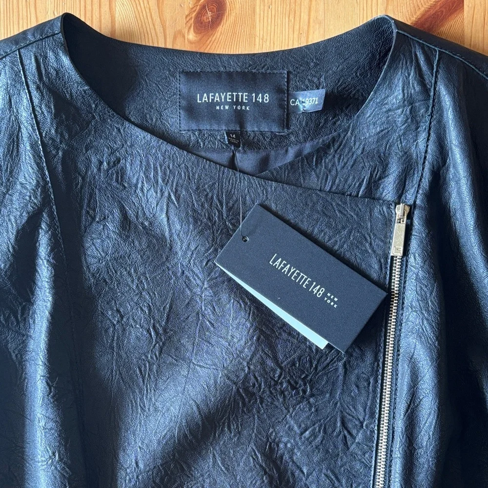 Lafayette 148 New York Black Leather Jacket - Picture 2 of 5